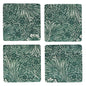 Set of 4 Coasters - Period Dark Green Leaves Design