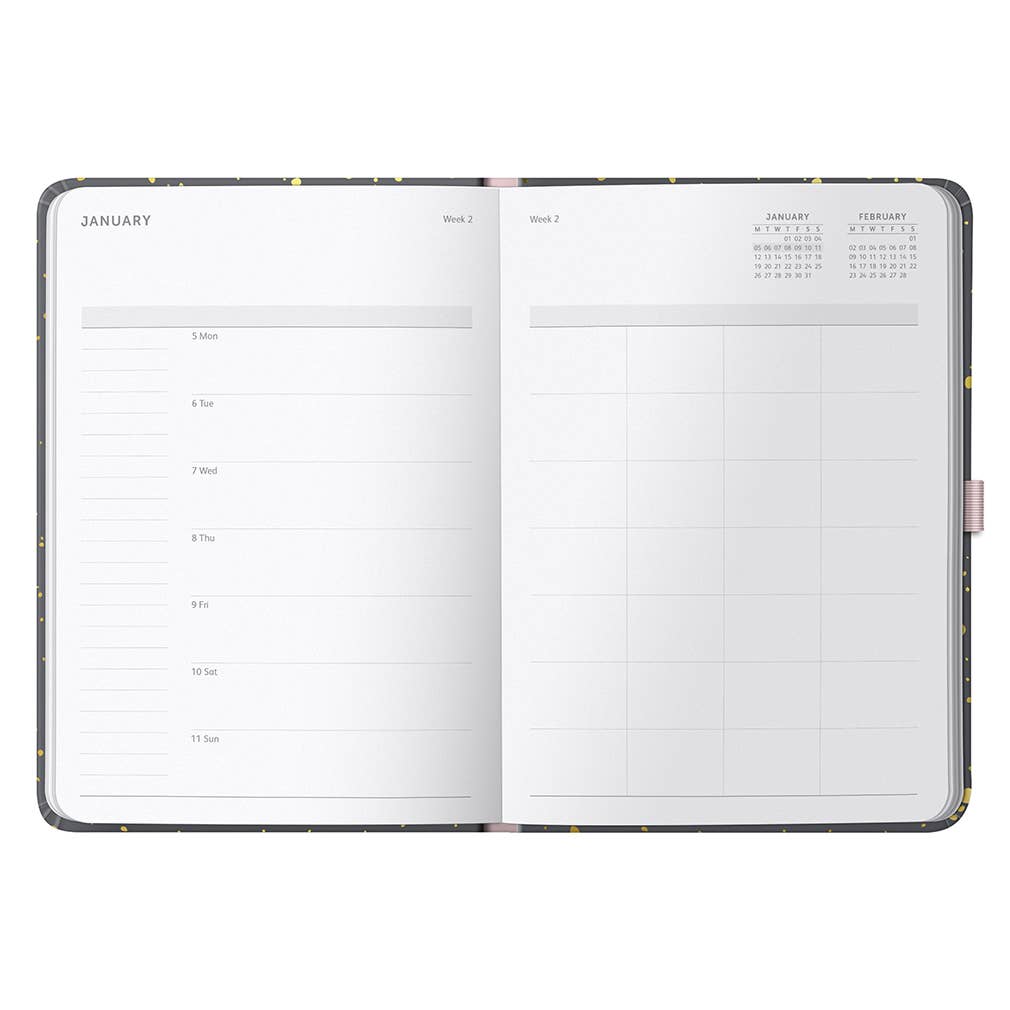 2026 Family Diary | Weekly Planner, 5 Schedules | Charcoal