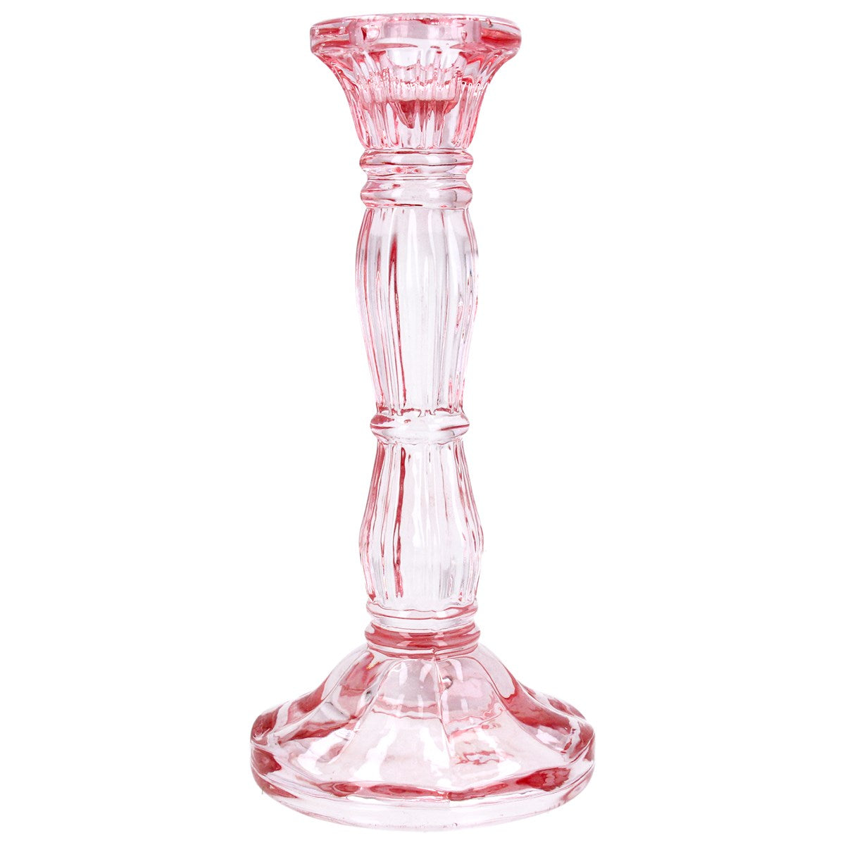 Glass Candlestick - Pastel Pink