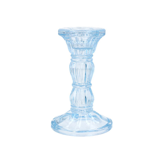 Small Glass Candlestick - Pastel Blue