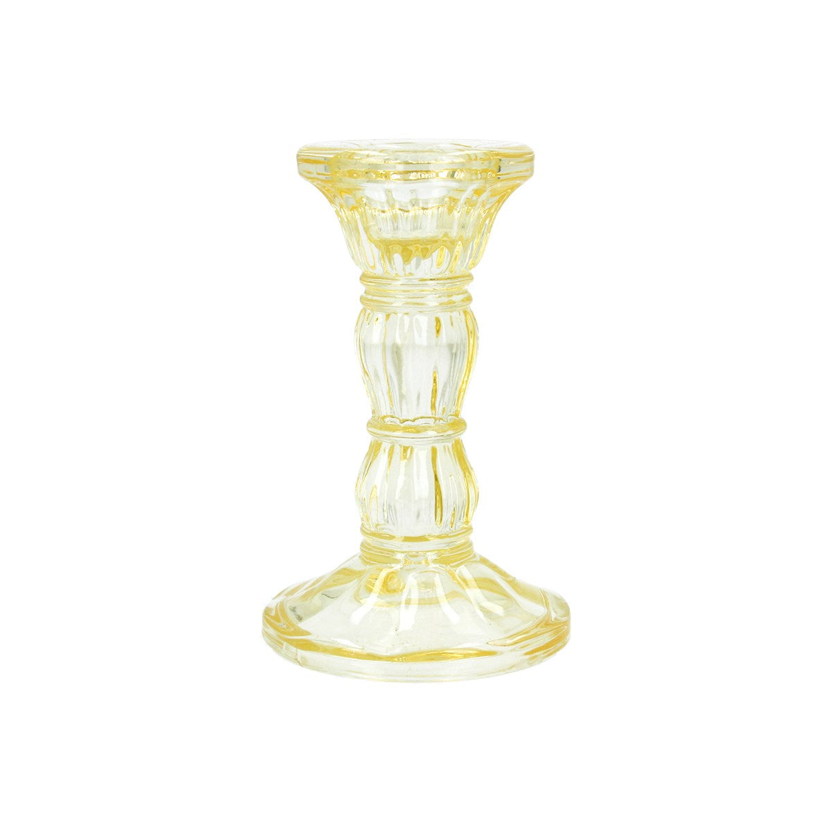 Small Glass Candlestick - Pastel Yellow