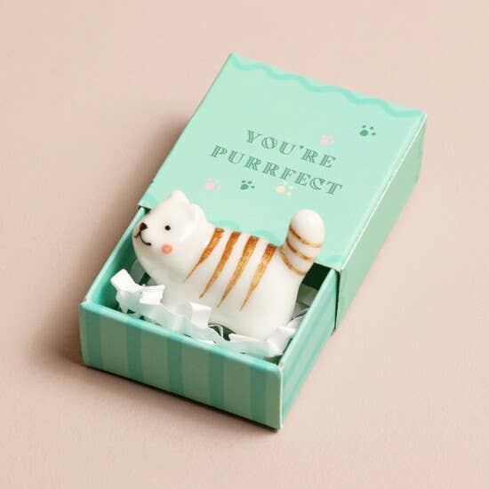 Tiny Matchbox Ceramic Tokens: Cat