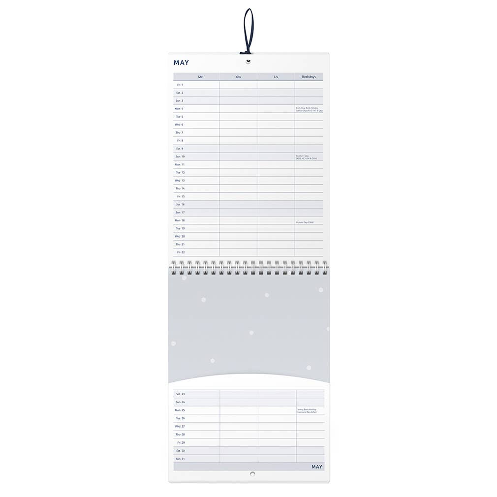 2026 Couples Wall Calendar with Monthly Pockets & Stickers