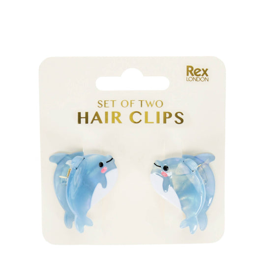 Mini hair claw clips (set of 2) - Dolphins