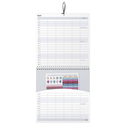 2026 Family Wall Calendar - 5 Schedules & Storage Pockets