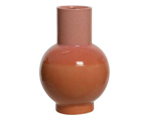 Large Orange & Pink Reactive Glaze Vase