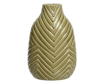 Leaf Design Stoneware Vase
