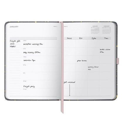 2026 Family Diary | Weekly Planner, 5 Schedules | Charcoal