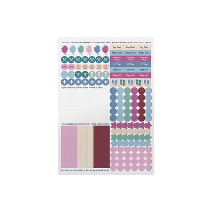 2026 Couples Wall Calendar with Monthly Pockets & Stickers