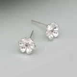 Silver Flower With Crystal Earrings