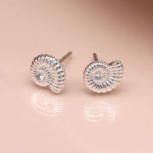 Silver Ammonite Shaped Earrings