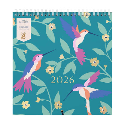 2026 Family Wall Calendar - 5 Schedules & Storage Pockets
