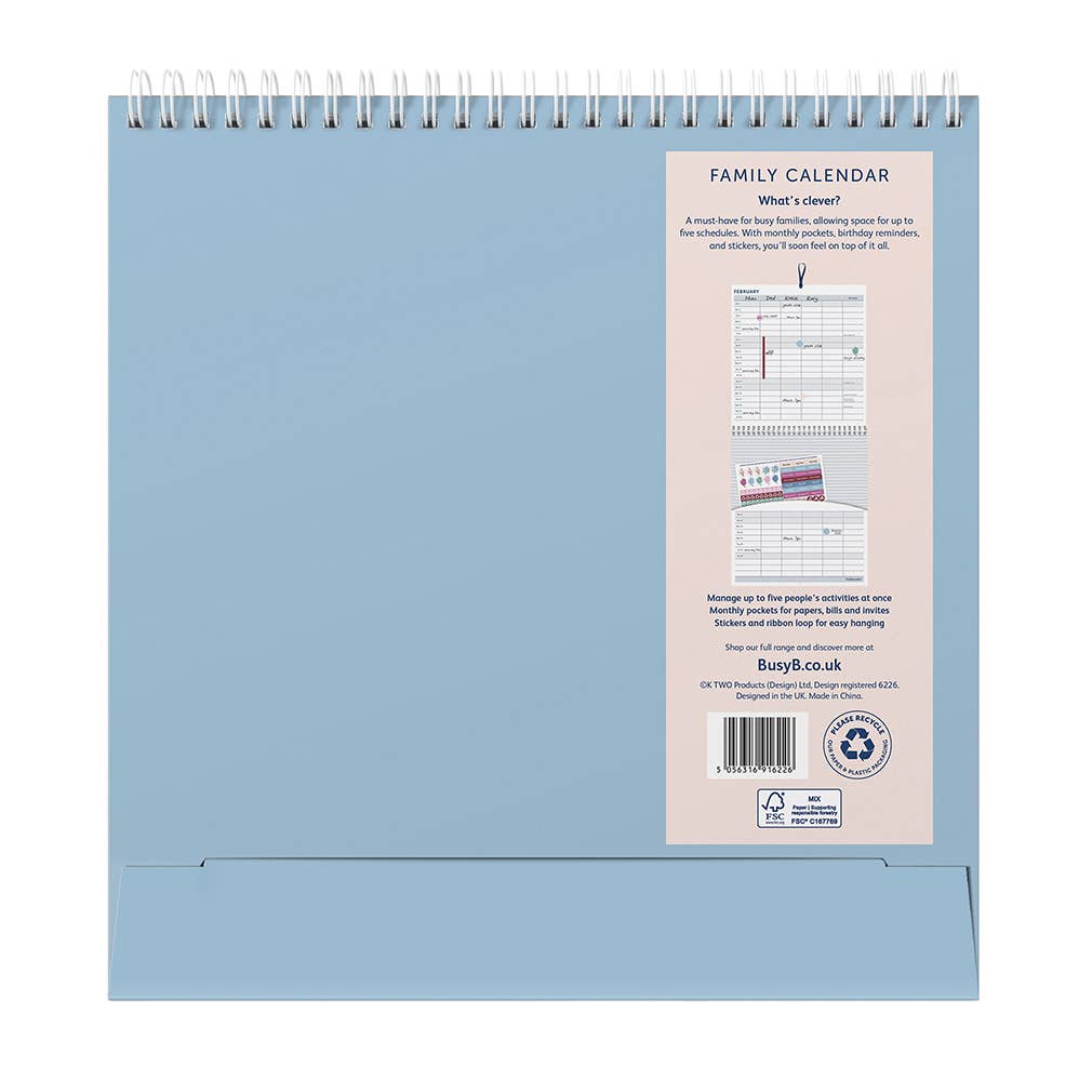 2026 Family Wall Calendar - 5 Schedules & Storage Pockets