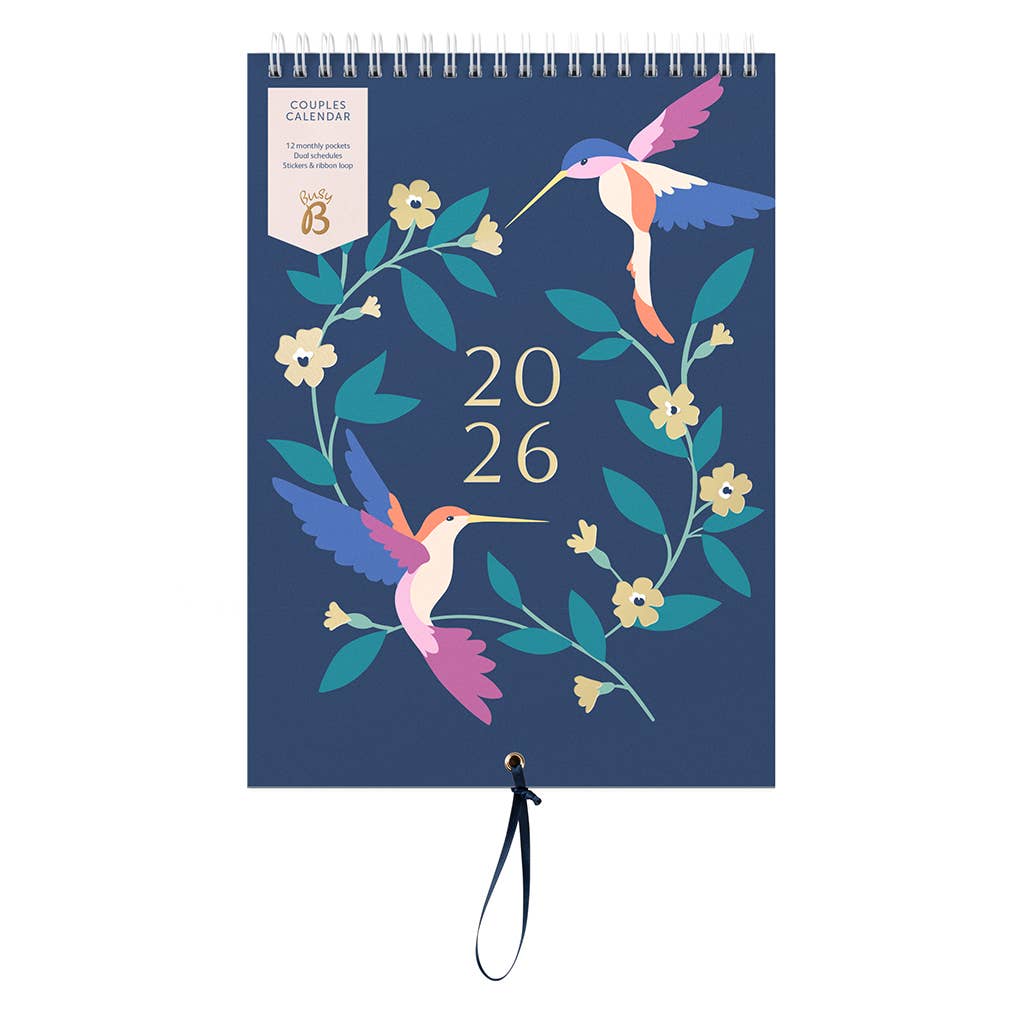 2026 Couples Wall Calendar with Monthly Pockets & Stickers