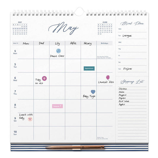 2026 Weekly Family Calendar, 5 Schedules, Lists & Pen