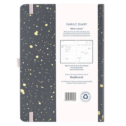 2026 Family Diary | Weekly Planner, 5 Schedules | Charcoal
