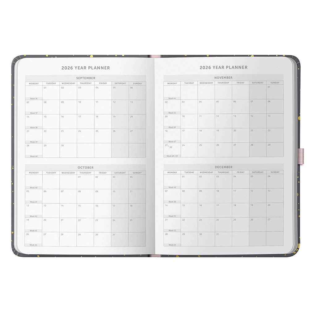 2026 Family Diary | Weekly Planner, 5 Schedules | Charcoal