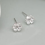 Silver Flower With Crystal Earrings