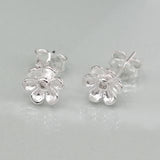 Silver Flower With Crystal Earrings