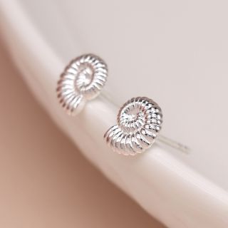Silver Ammonite Shaped Earrings