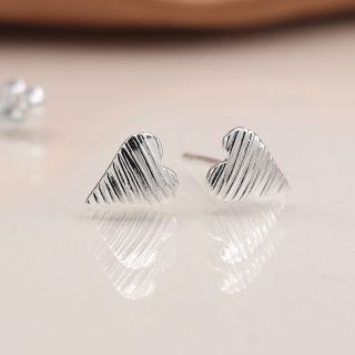 Silver Embossed Heart Earrings