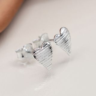 Silver Embossed Heart Earrings