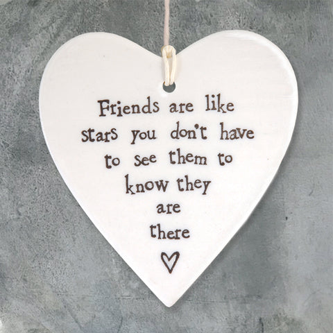 Porcelain Round Heart - 'Friends Are Like Stars'