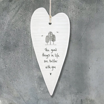 Porcelain Wobbly Long Heart - 'The Good Things In Life'