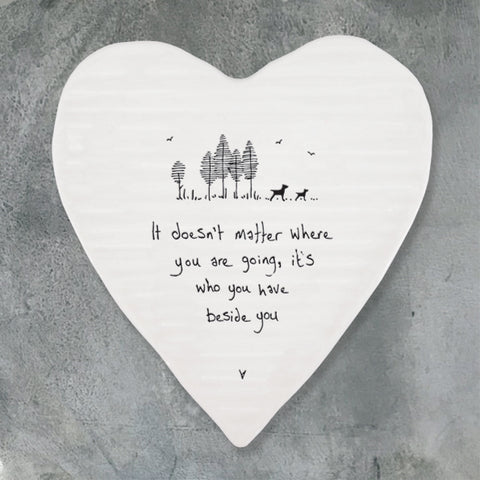 Porcelain Heart Coaster - 'Beside You'