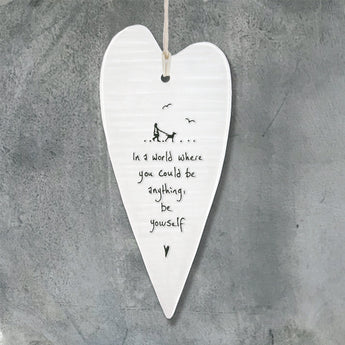 Porcelain Wobbly Long Heart - 'Be Yourself'