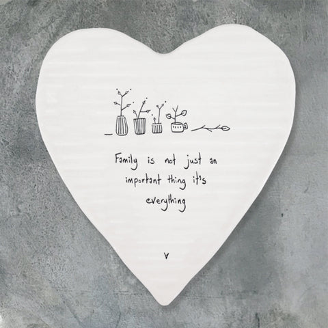 Porcelain Heart Coaster - 'Family is Everything'