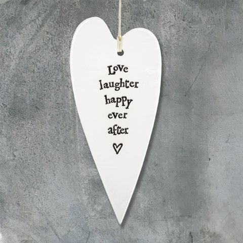 Porcelain Long Heart - 'Love Laughter'