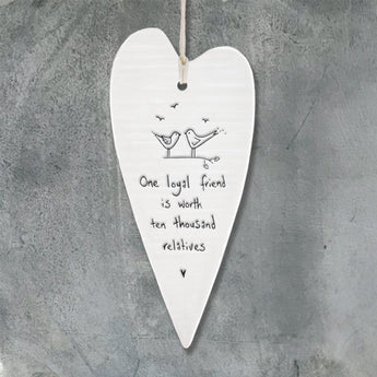 Porcelain Wobbly Long Heart - 'One Loyal Friend'