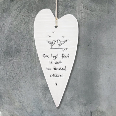 Porcelain Wobbly Long Heart - 'One Loyal Friend'