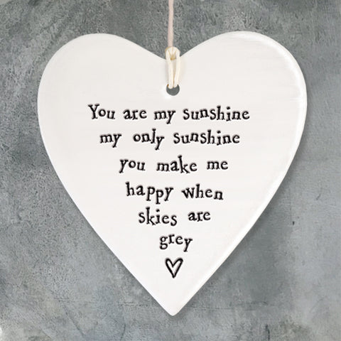 Porcelain Round Heart - 'You Are My Sunshine'
