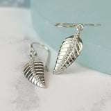 Silver Leaf Earrings With CZ Crystals