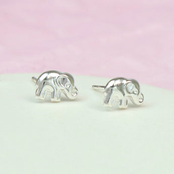 Silver Elephant Stud Earrings