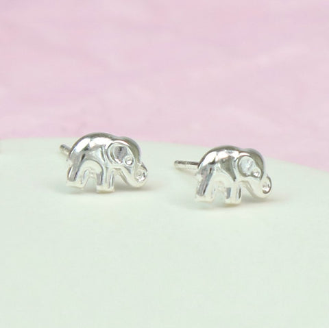 Silver Elephant Stud Earrings