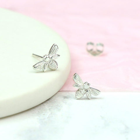 Silver Little Bees Stud Earrings